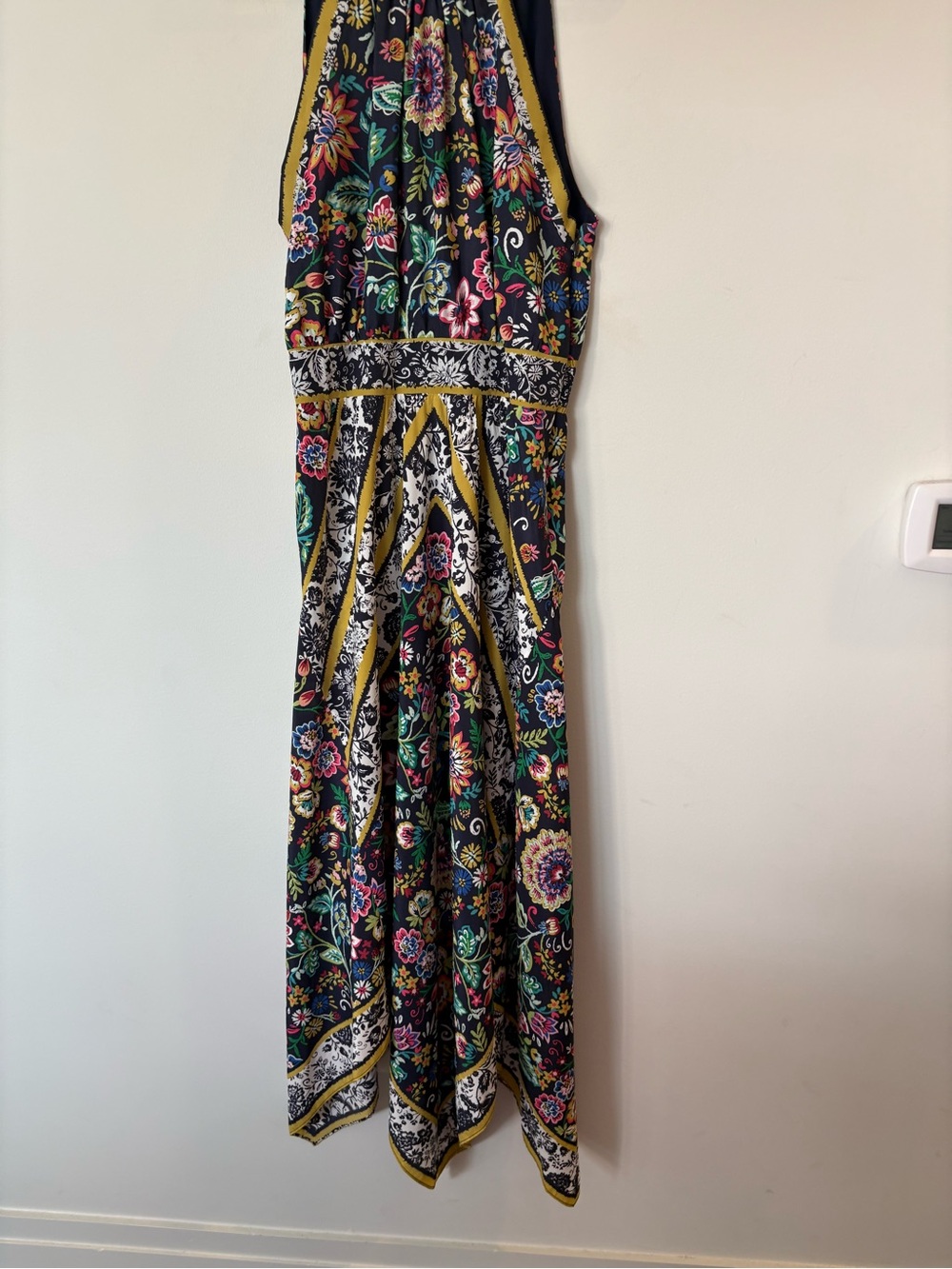 Eliza J navy Floral Halter Maxi with handkerchief hem - Picture 7 of 15